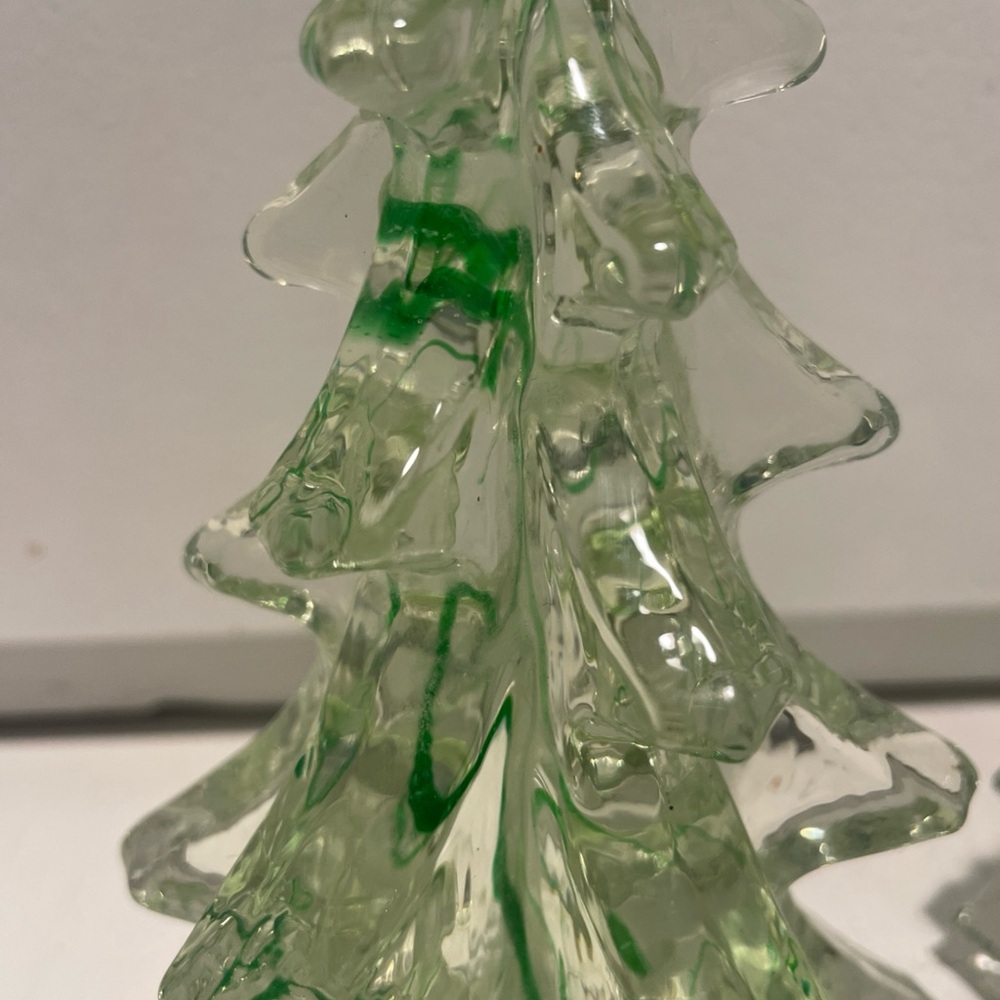 Vintage Set Of Two Studio Art Glass Swirl Christmas Trees 🌲 - Picture 2 of 12